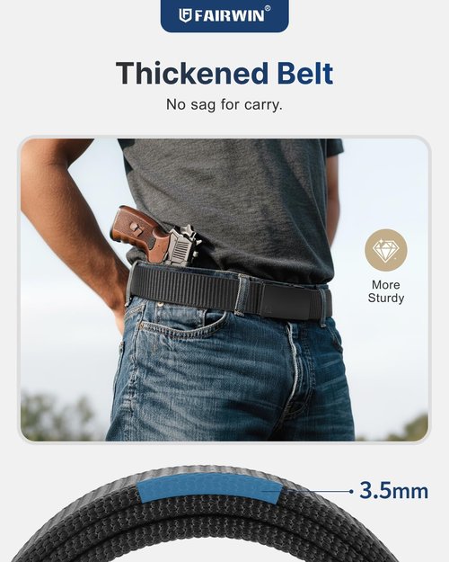 FAIRWIN Men's Ratchet Belt - Adjustable Nylon Tactical Belt for Golf, Work, and Outdoor Activities