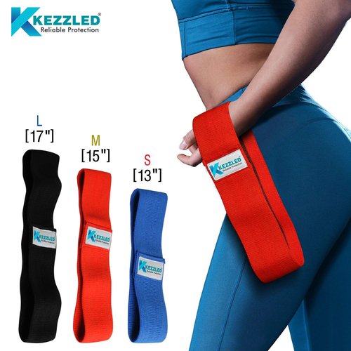 Kezzled Resistance Exercise Loop Bands Home Gym Fitness Equipment, Body Stretching, Strength Training, Physical Therapy, Rehab, Workout Anti Slip Pilates Flexbands for Legs Butts & Booty Pack of 3