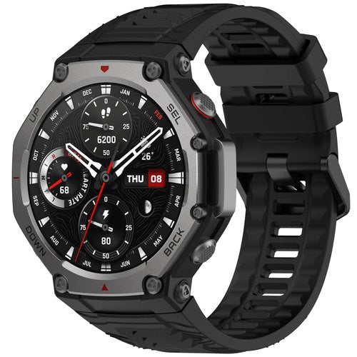 XINGMALY Replacement Compatible with Amazfit T-Rex 3 Bands, Texture Sport Replacement Soft Flexible Silicone Sweat Resistant Band Strap Wristband for Amazfit T-Rex 3 Smart Watch (White,Red,Black)