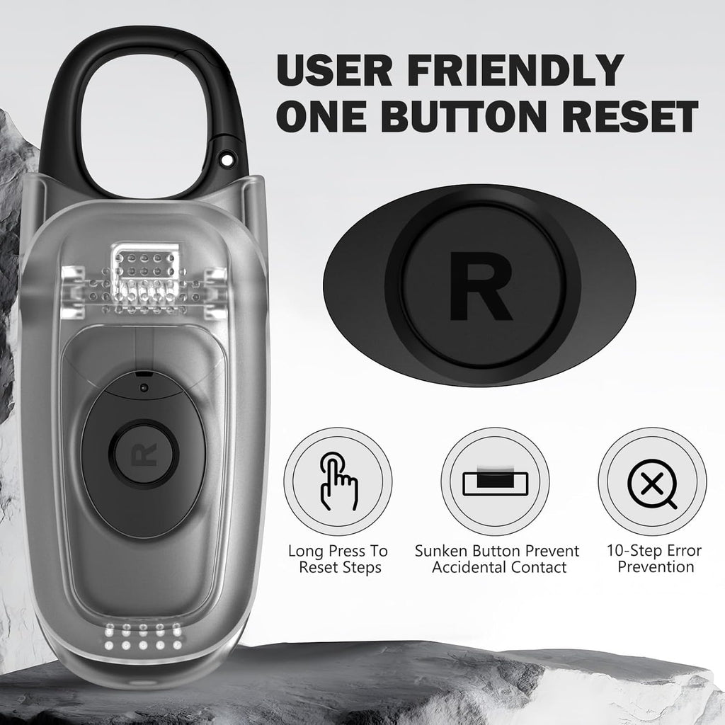 Skiennix 3D Pedometer - Accurate Clip-On Step Counter with Removable Clip & Carabiner for All Ages