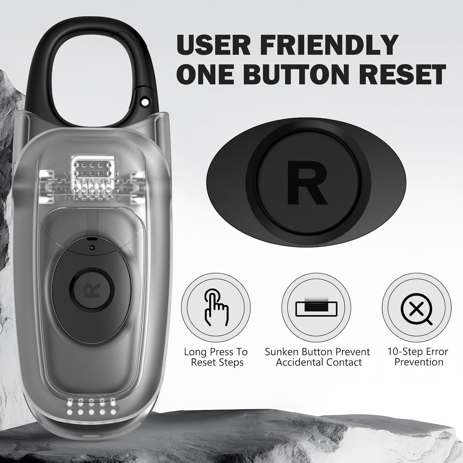 Skiennix 3D Pedometer - Accurate Clip-On Step Counter with Removable Clip & Carabiner for All Ages