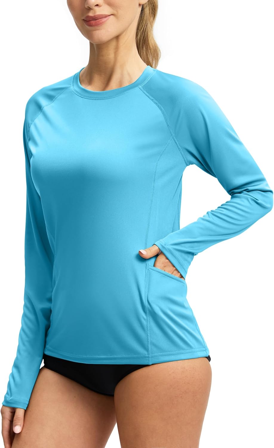 Viodia Women's Rash Guard - UPF 50+ Long Sleeve Sun Protection Shirt | Quick Dry Hiking & Swim Top with Pockets