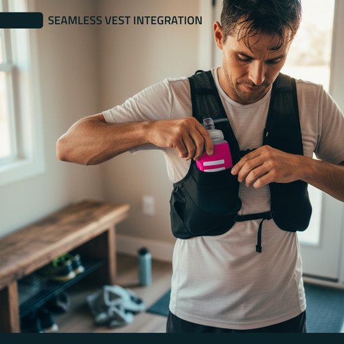 FITLY Soft Flask - 8.5 oz (250 ml) - Shrink As You Drink Pocket Soft Water Bottle for Hydration Pack/Running Vest - Folding Water Bottle for Running, Hiking, Cycling - Ski Water Bottles - Pink