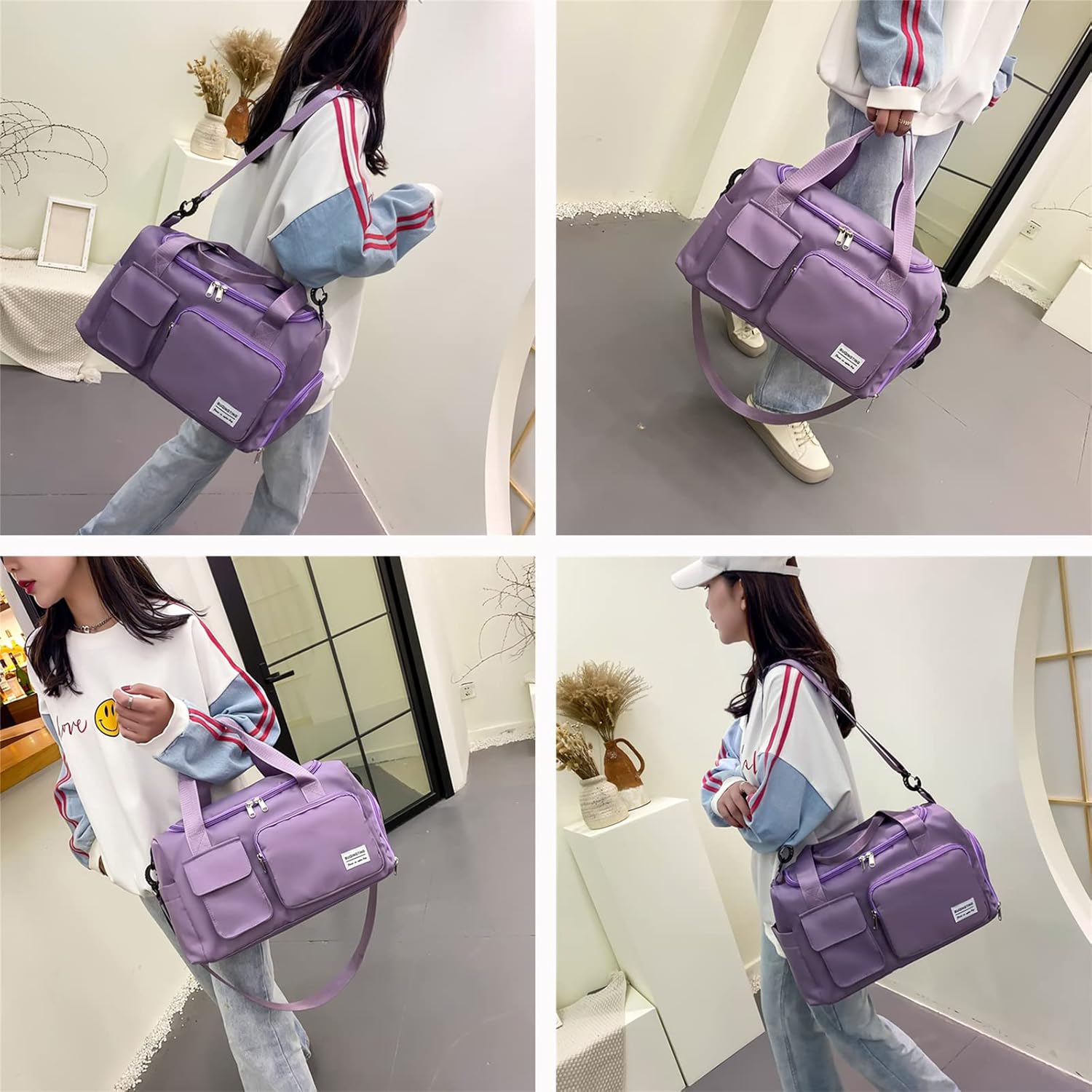 Skiennix Small Gym Bag - Women's Travel Duffle with Shoe Compartment | Ideal Weekender Bag