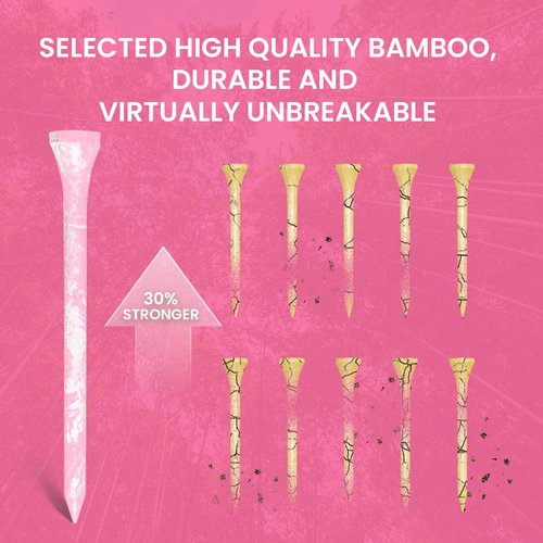 Amy Sport Golf Tees Styllish Bamboo Wooden Coloured Painted Bulk 200 Pack 1 1/2 3 1/4 2 3/4 Inch Tee, Enhanced Visibility Color Purple Pink Green Blue, Practice for Men Women (Colorful, 3 1/4 Inch)