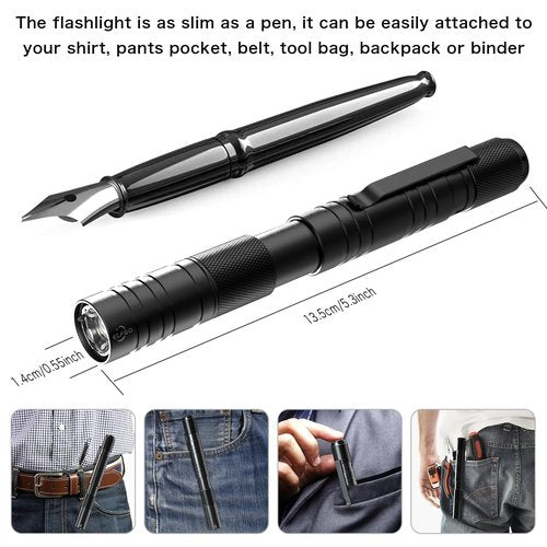 ELFGO Rechargeable Pen Light, Zoomable Led Penlight Inspector Light Pocket Flashlight with Clip Small Mini Handheld Slim Flashlight 360 Lumens LED for Nurse Medical Repair Engineer Doctor
