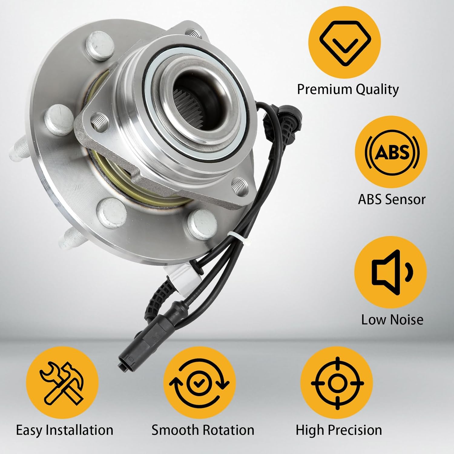 WEIZE 4WD Front Wheel Bearing & Hub Assembly - Fits Chevy GMC Silverado, Tahoe, Cadillac Escalade | 2-Pack