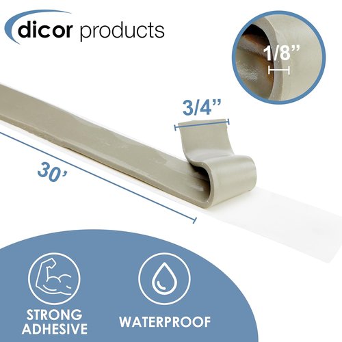 Dicor Butyl Seal Tape - 1/8" x 3/4" x 30' Heavy-Duty Repair Tape for RVs, Trailers, and Windows
