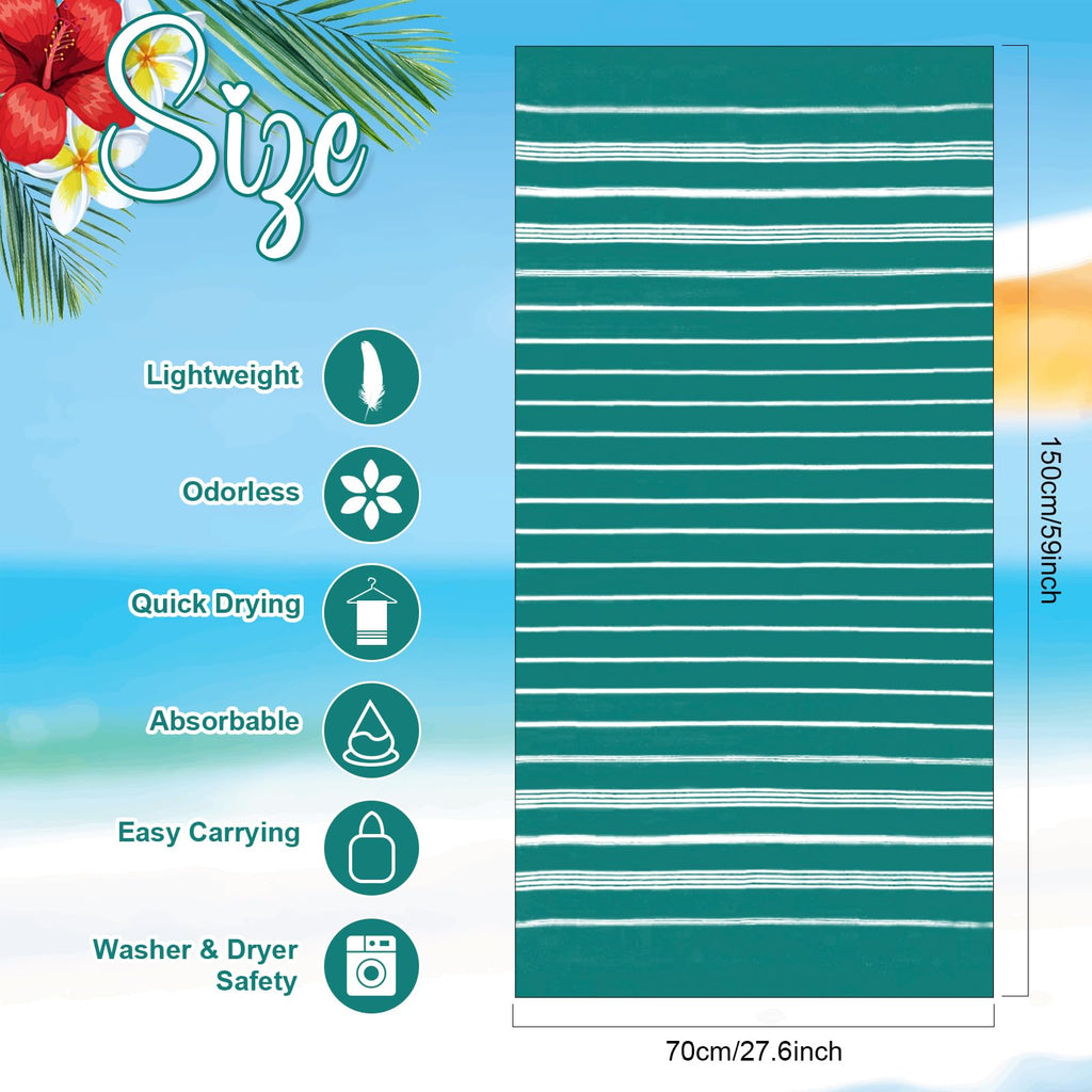 EBOOT 10 Pack Oversized Beach Towel Set Extra Large Pool Towels Microfiber Quick Dry Swim Blanket for Adult Women Men Face Hand Body Bath Travel Pool(Lovely Color,28 x 59 Inch,Stylish Stripe)