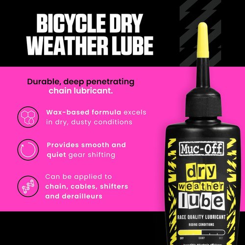Muc-Off Bio Dry Bike Chain Lube - Wax-Based Formula for Smooth Shifts | Includes Microfiber Cloth