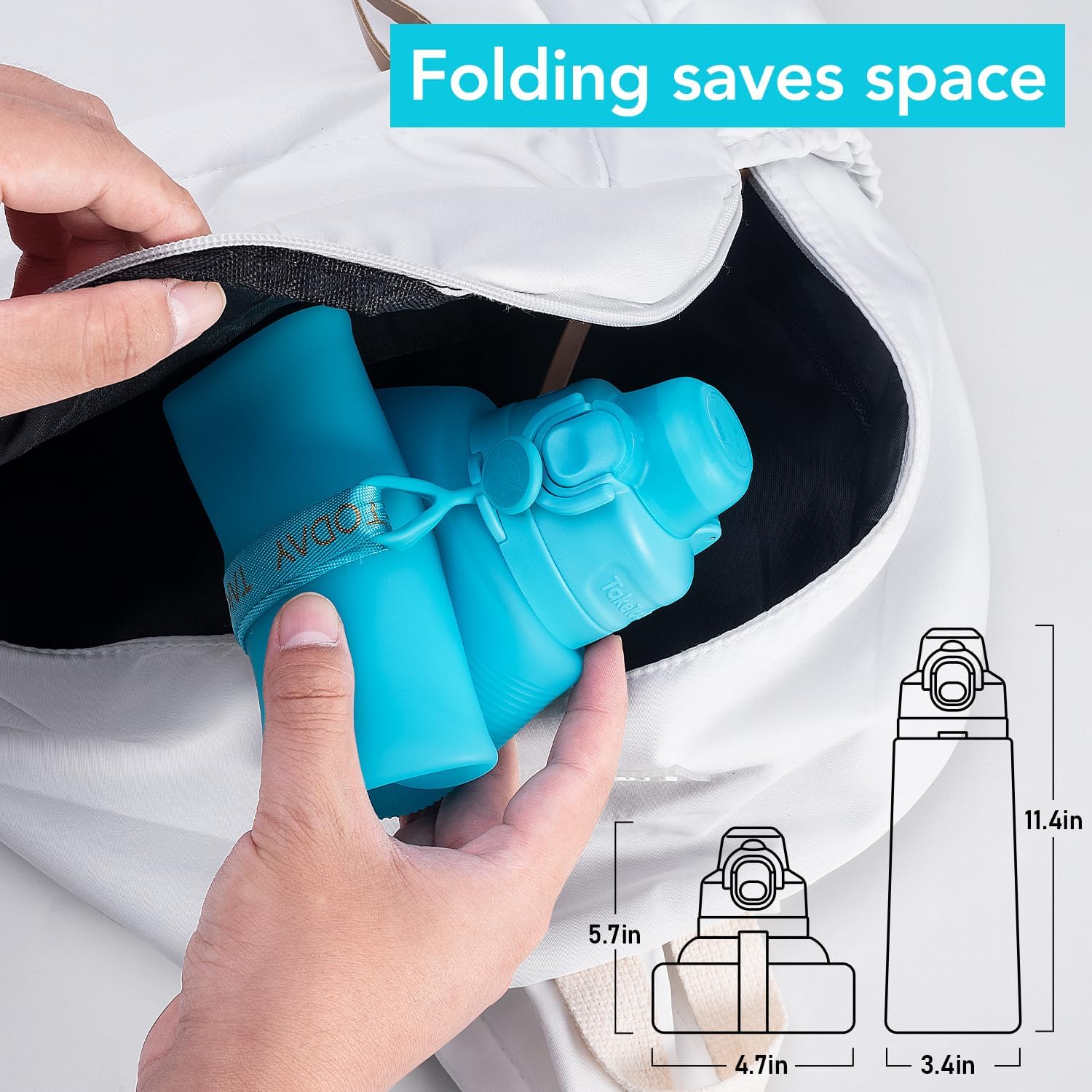 TakeToday Collapsible Water Bottle - 32oz Foldable, BPA-Free & Leakproof for Travel & Hiking