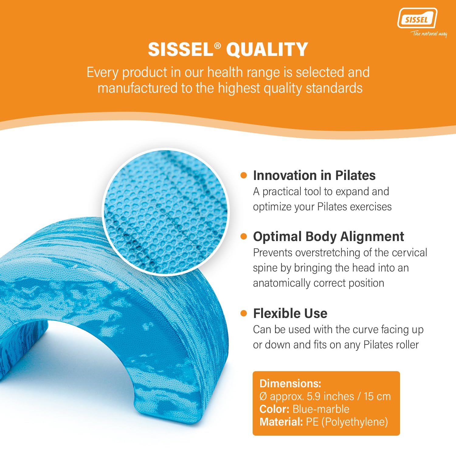 SISSEL Pilates Roller Head Align Dynamic | Optimal Body Alignment & Comfort | Innovative Tool | Skin-Friendly Soft EVA | Flexible for All Rollers