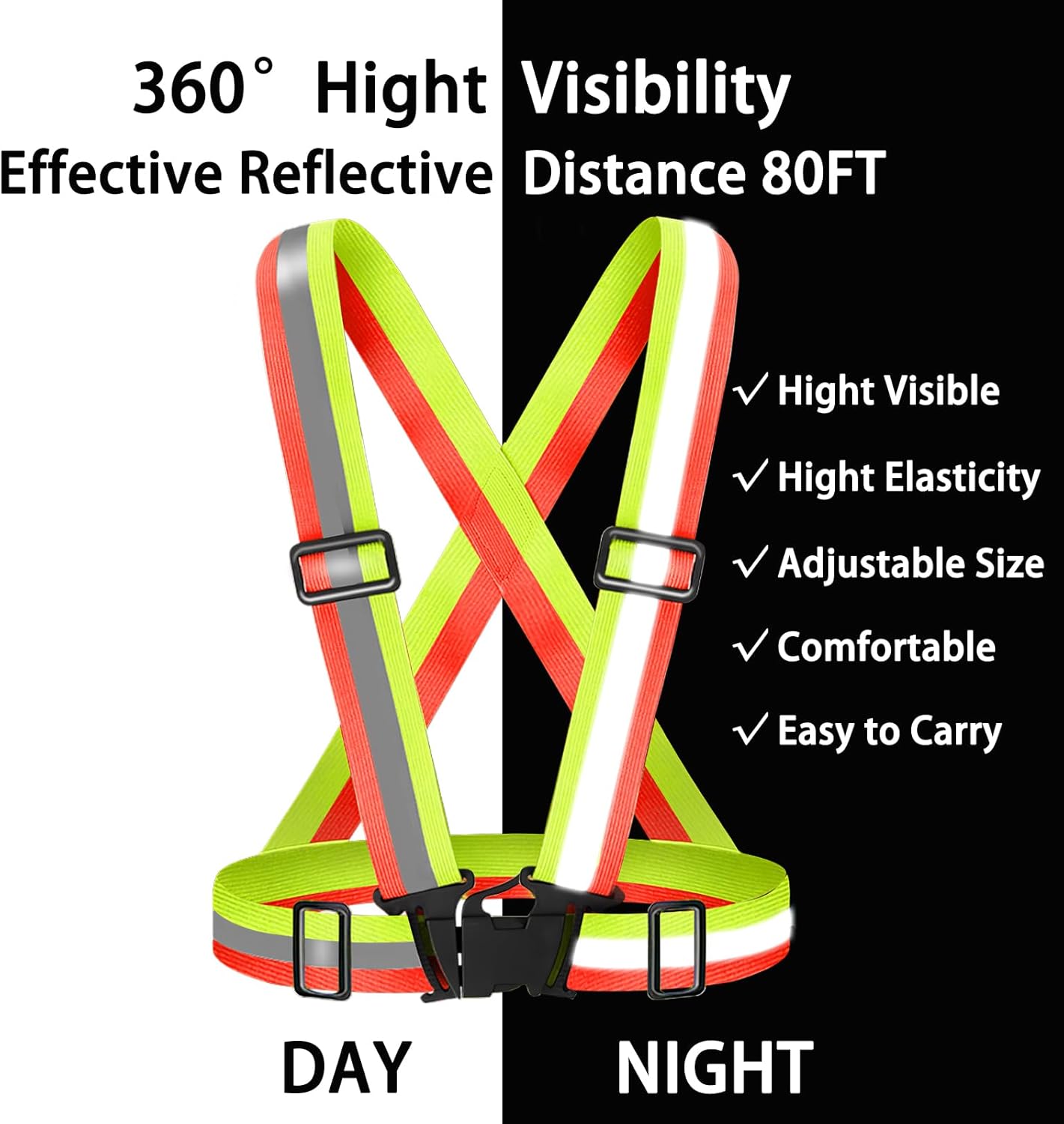 Skiennix High Visibility Reflective Vest - Adjustable Safety Gear for Running, Walking & Cycling