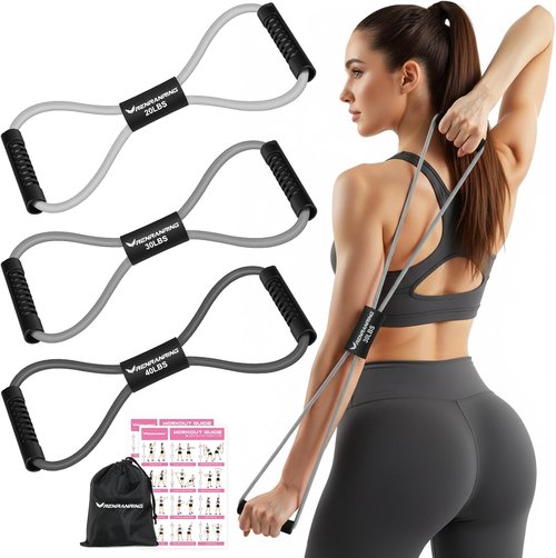 Figure 8 Resistance Bands by [Brand Name] - Versatile Fitness Exercise Bands with Handles for Arm & Shoulder Stretch