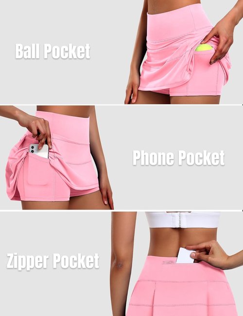 JoyGirl Women's Tennis Skirt - High Waist Pleated Golf Skirt with Shorts & Pockets | Athletic Skorts