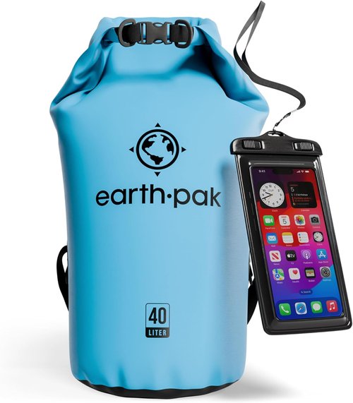 Earth Pak Waterproof Dry Bag - Durable Roll Top Backpack Keeps Gear Dry | Includes Waterproof Phone Case