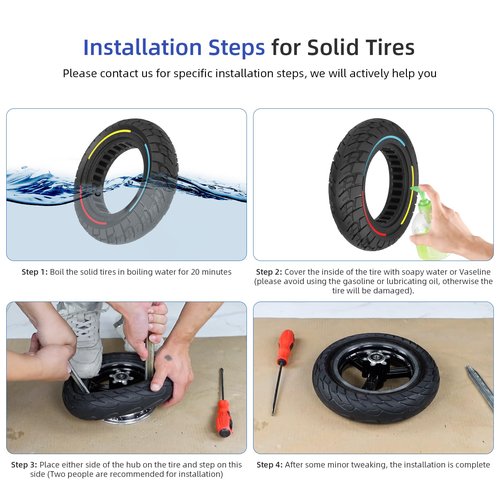 ulip 10x2.5 Scooter Solid Tires 10 Inch for Kugoo M4/M4 Pro Zero 10X Electric Scooter Accessories, Off-Road Replacement for 10x2.125 10x2.25 Tires (2 PCS)