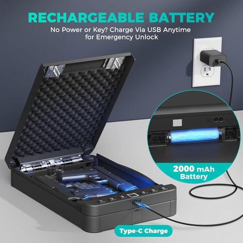 **Regine Switzerland Biometric Handgun Safe - Quick Access Fingerprint Lock for Home & Car**