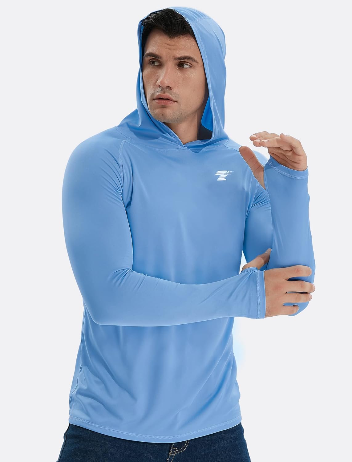 TELALEO Men's UPF 50+ Sun Protection Hoodie - Lightweight Long Sleeve SPF UV Shirt for Fishing & Running