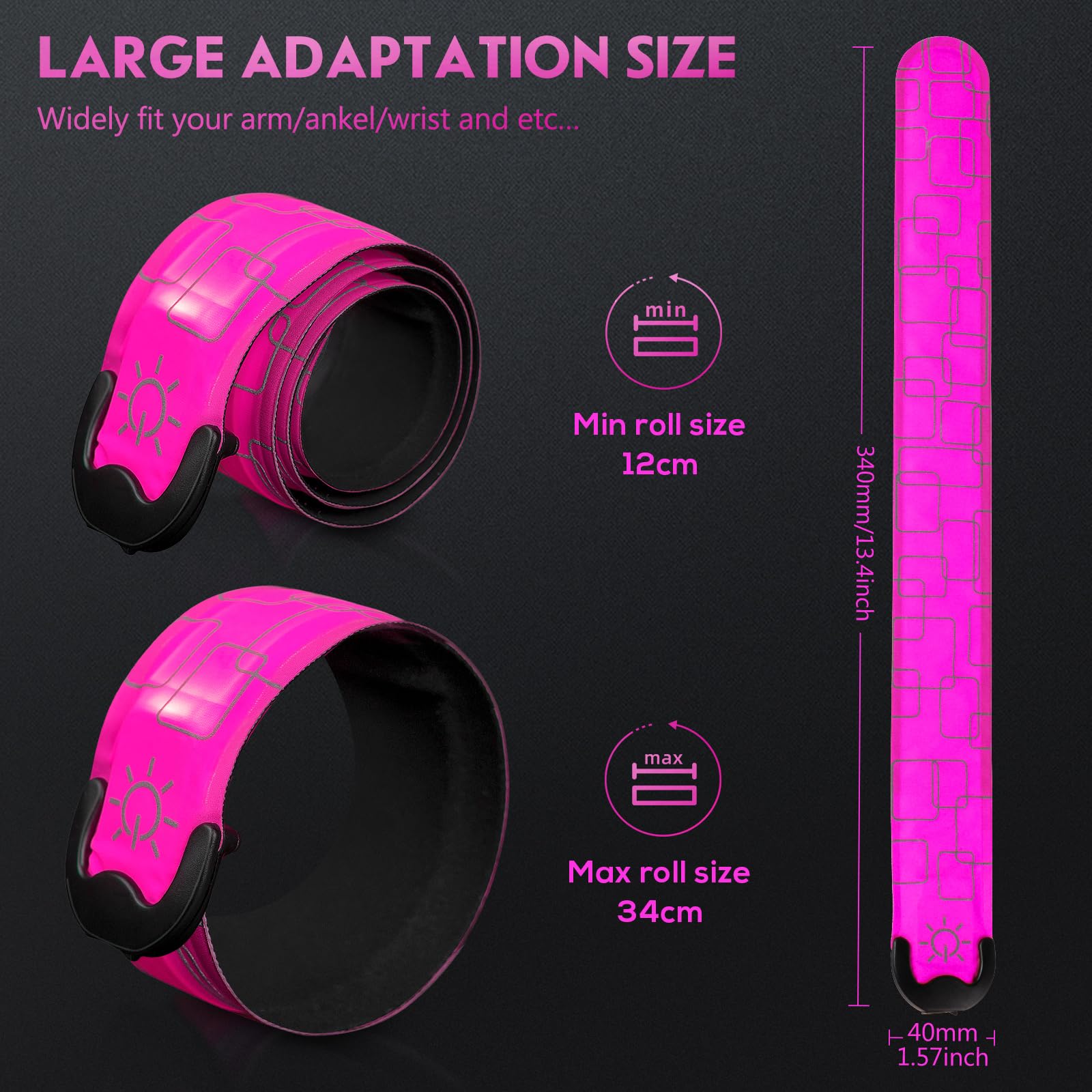 Simket Reflective LED Armband Rechargeable for Running(2 Pack), Running Lights for Runners, Running Lights, High Visibility Reflective Running Gear Adjustable Light Up Arm Bands for Men Women Kids