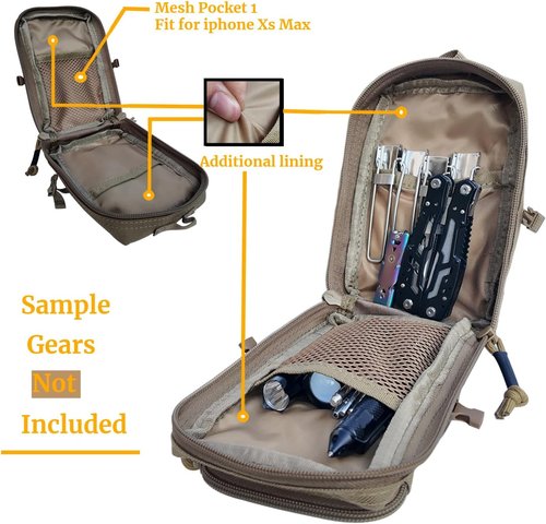2 Pack Tactical Molle Utility Pouches - Mini EDC Belt Pouch for Outdoor Gear | Medical IFAK Pack with US Flag Patch