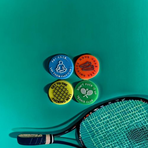 4 Pcs Colorful Spicy/Aggressive Reminder to Keep You On Your Tennis Game, Tennis Vibration Dampener, Tennis Racket Dampener, The Best Tennis Gift for Every Player and Team Tennis Vibration Dampeners