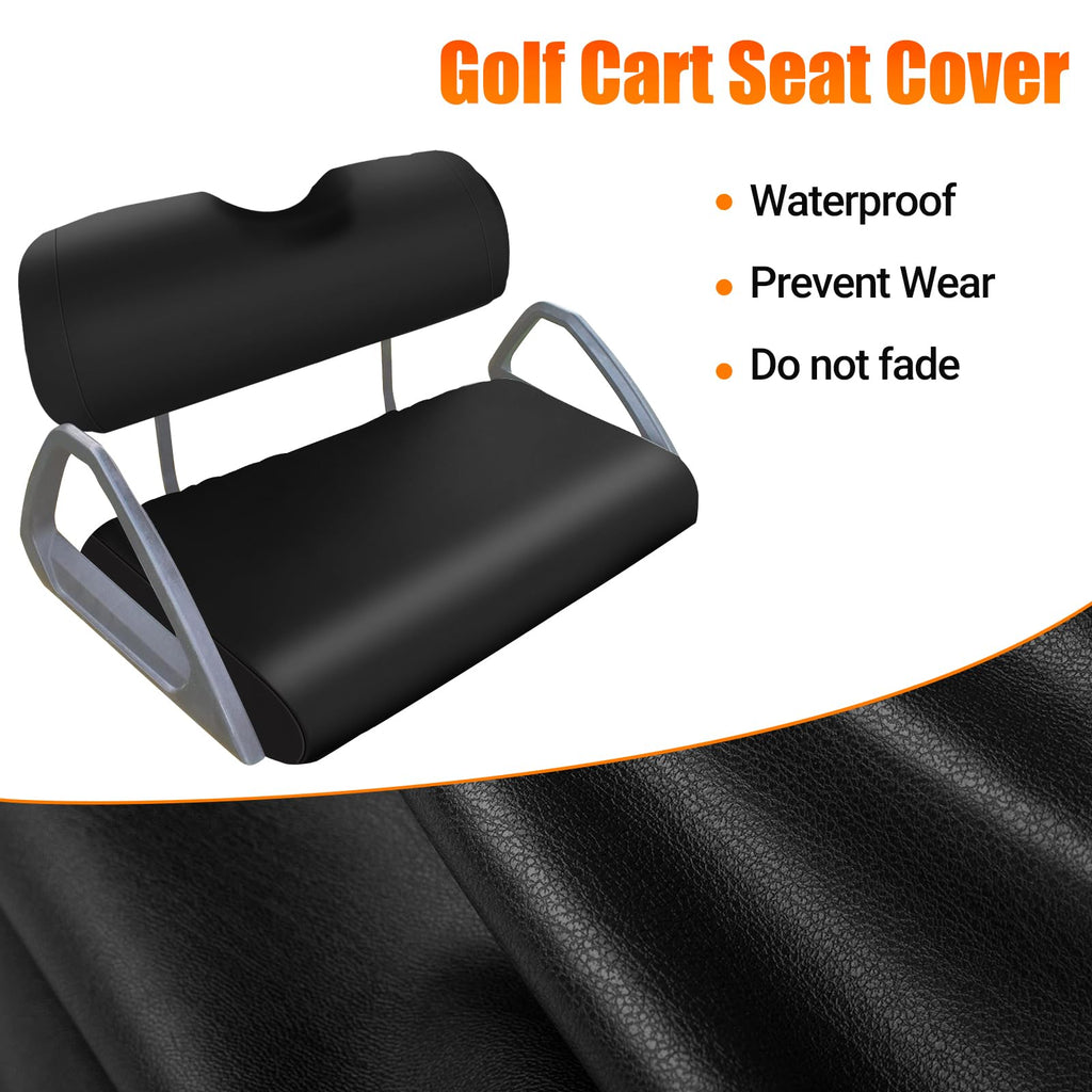 ZWPARTS Golf Cart Front Seat Covers Staple On Replacement for EZGO TXT 1995-2013 Golf Cart Black Micro Fiber Leather Seat Cover