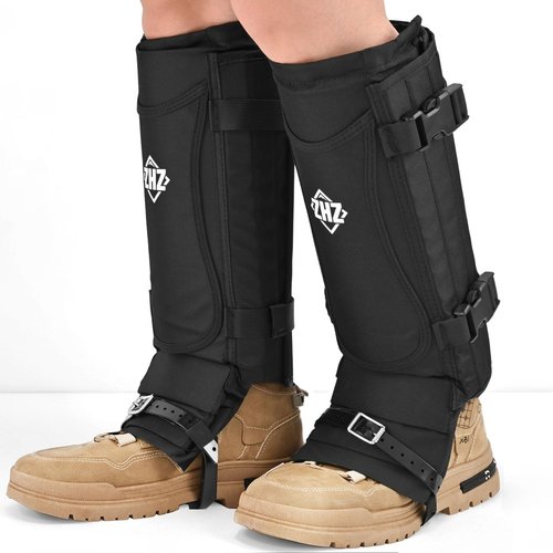 ZHZ Snake Gaiters Durable Waterproof Snake Chaps Lower Legs Protection,Snake Guards with Adjustable Size for Men & Women,Used for Hunting,Hiking and Farm Work (Black)