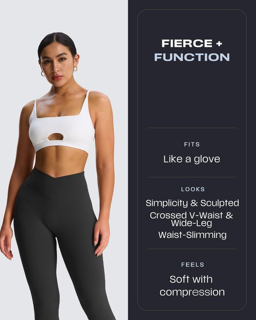 Aoxjox Flare Leggings for Women Trinity Tummy Control High Waisted Wide Leg Crosswaist Yoga Pants 33" (Black, Medium)