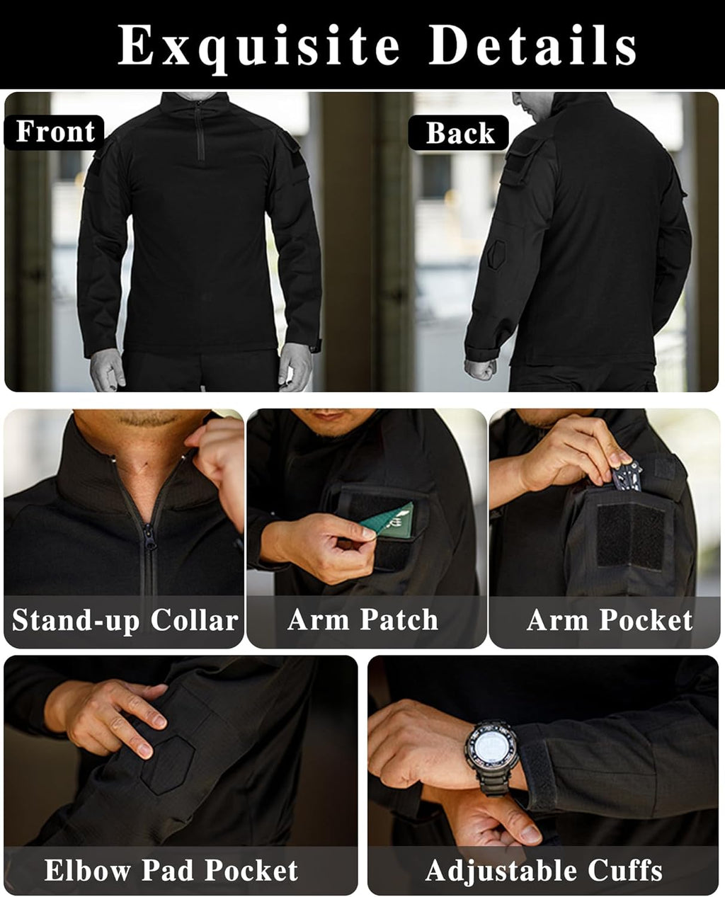 Skiennix Men's Tactical Combat Shirt - Lightweight Long Sleeve Military BDU Top | Zippered Design