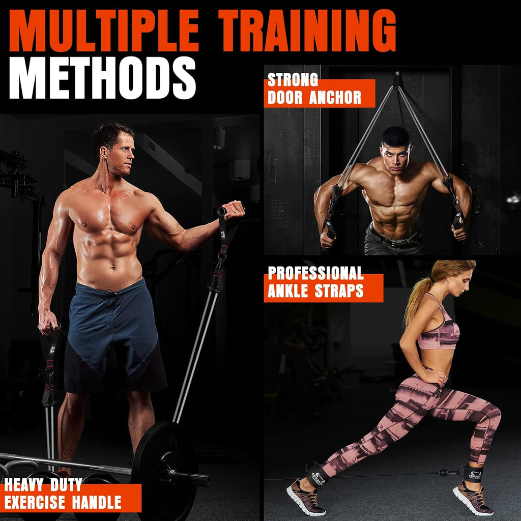 Skiennix Heavy Resistance Bands - 300LBS Exercise Bands with Handles for Strength Training | Home Gym Equipment