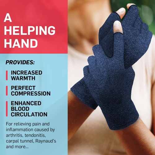 Doctor Developed Compression Gloves - Open-Finger Arthritis Relief for Men & Women | Comfortable Fit