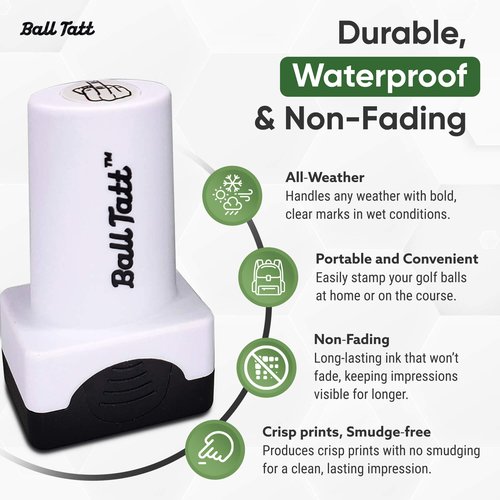 Ball Tatt - Finger Golf Ball Stamp, Golf Ball Stamper, Self-Inking Golf Ball Stamp Markers, Reusable Golf Ball Marking Tool to Identify Golf Balls, Golfer Gift Golfing Accessories…