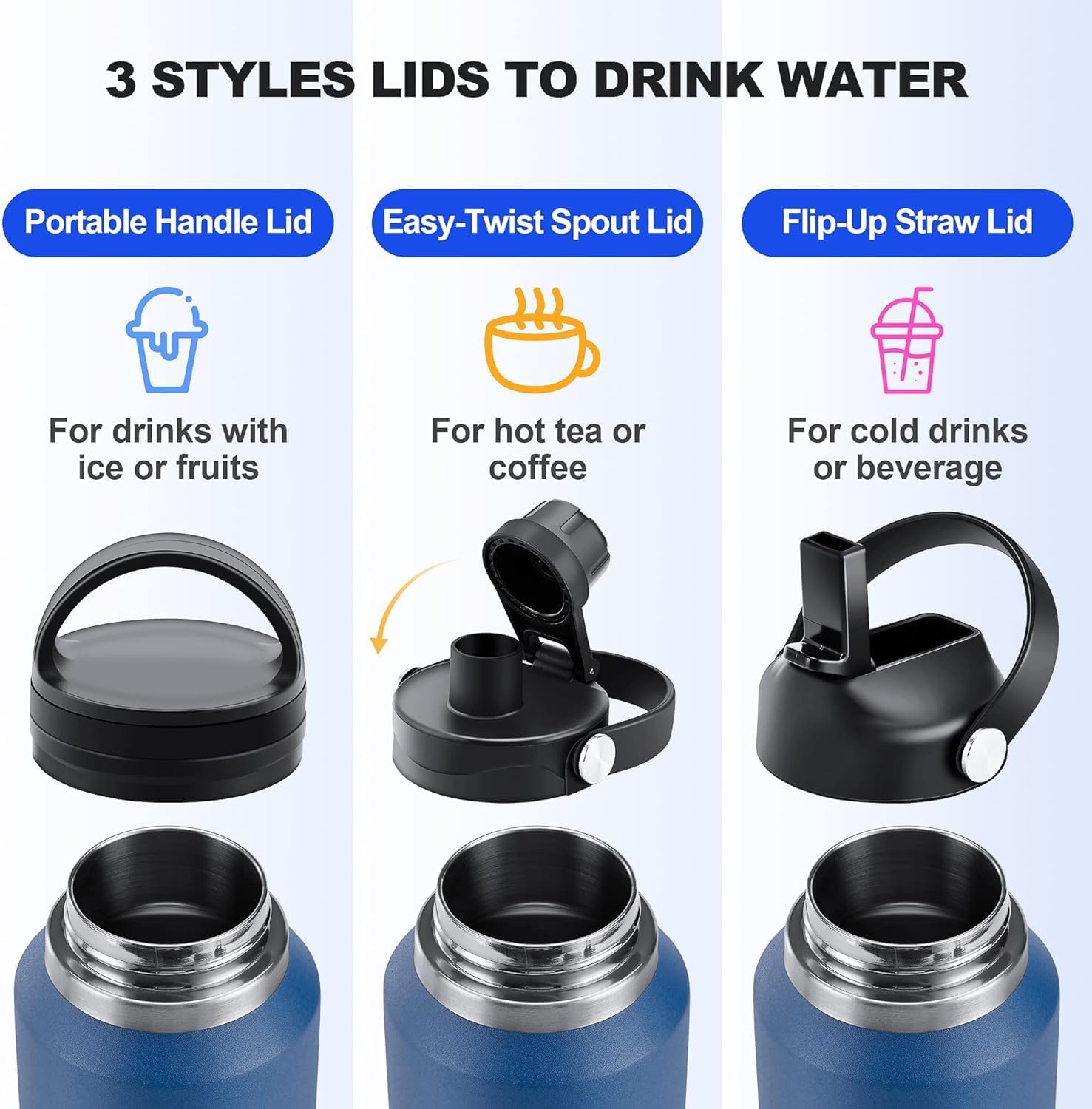 Skiennix 40 Oz Insulated Water Bottle - Leakproof Travel Mug with Straw Lid & Spout - Olive