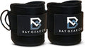 Bay Gear Co. Ankle Straps - Neoprene Padded for Comfortable Glute Workouts | Adjustable Fit, Slick Black D-Ring