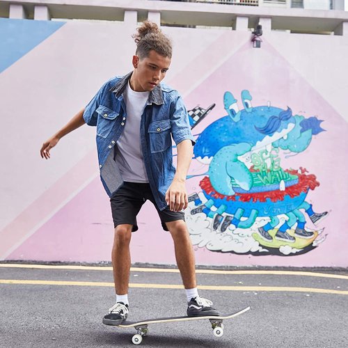 Skateboards for Beginners Kids Boys Girls and Adults 31"x8" Pro Complete Skateboard 8 Layers Maple Wood, Double Kick Concave, Fascinating Cool, Solid&Durable (Rocket)