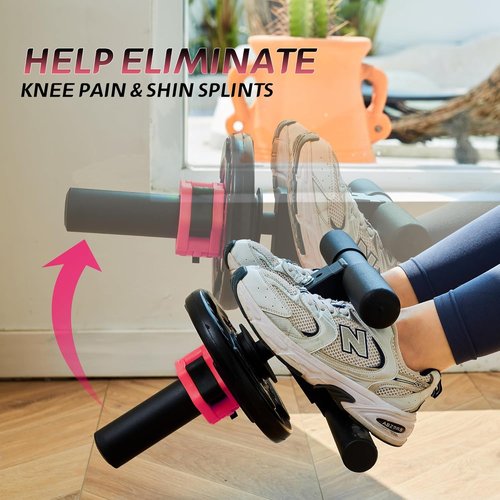Tibialis Trainer Tib Bar Raise Machine Exercise Equipment Strength Training Calves/Shins/Ankles Ripping Lower Leg Muscles Workout Home Gym Fit 2" Weight Plates (Red)