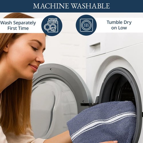 Lane Linen Kitchen Towels - 100% Cotton Dish Towels Set of 6, Lint-Free, 14"x25", Blue Chambray