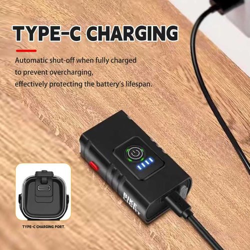 Heeykeey Bike Lights for Night Riding, USB Rechargeable Bicycle Headlight,Waterproof Bike Headlight and Tail Light, MTB Off-Road Cycling Commuting Black