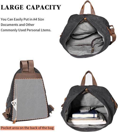 KL928 Canvas Vintage Backpack - Large Casual Daypack for Outdoor Travel & Hiking | Unisex Design