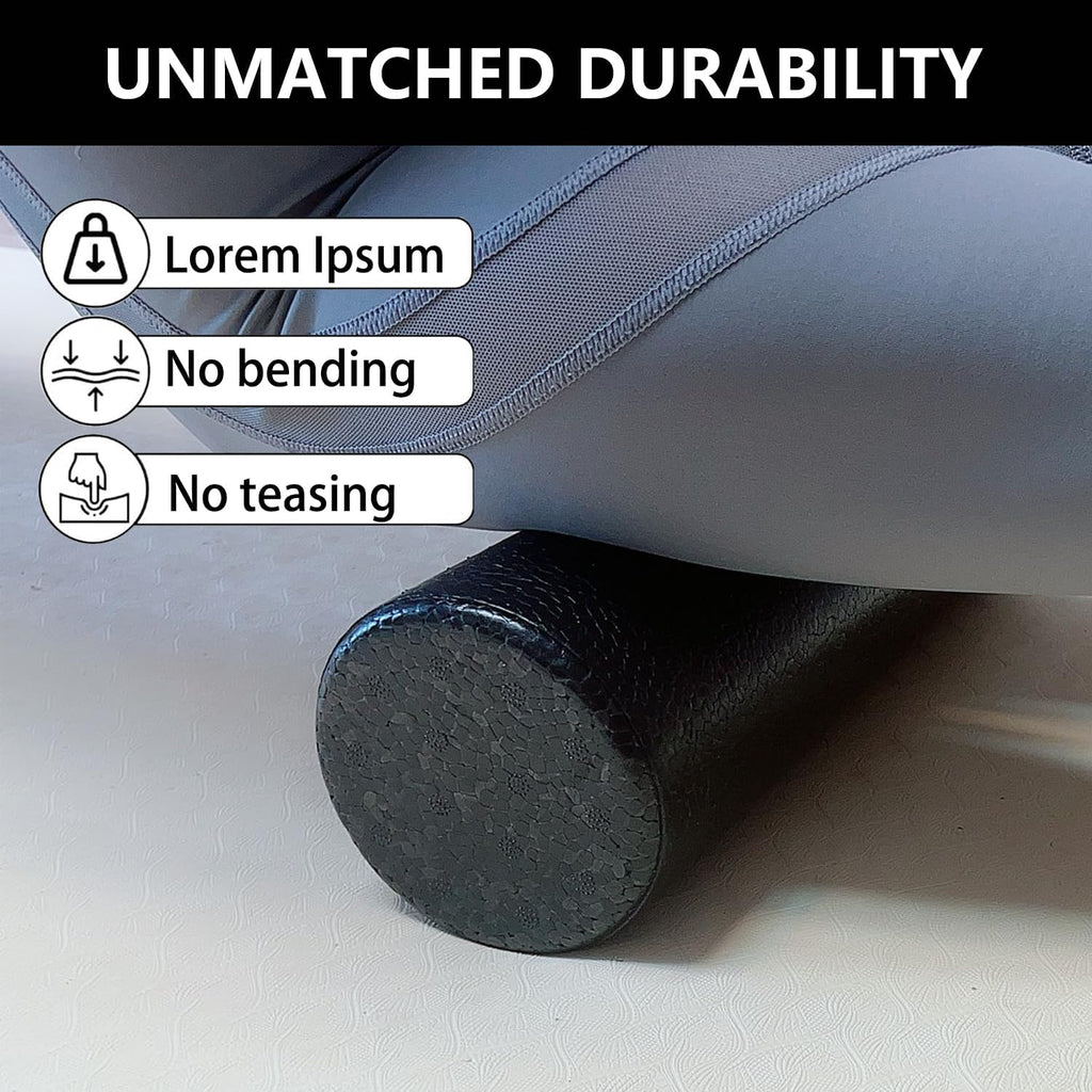 Skiennix Travel Size Back Roller - High Density Foam for Stretching & Muscle Recovery | 12" X 4" (Black)