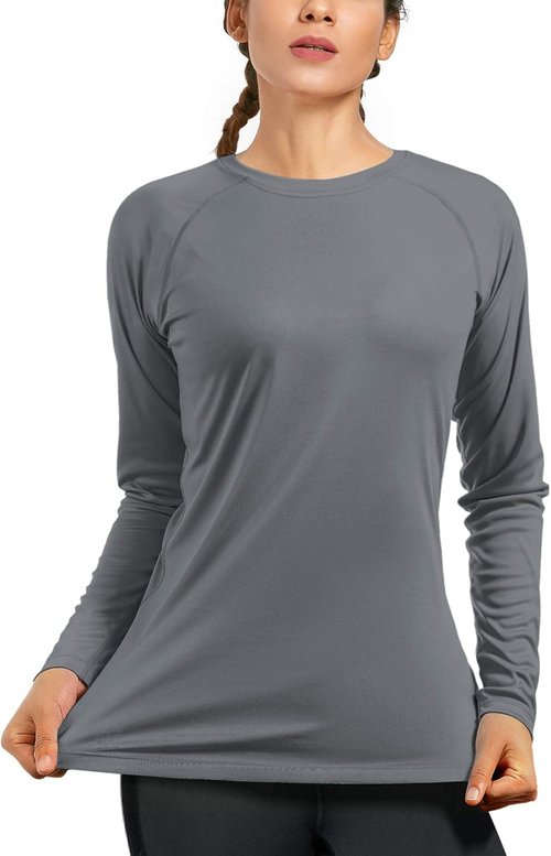 Isnowood Women's UPF 50+ Sun Protection Long Sleeve Shirt - UV Rash Guard for Hiking & Running