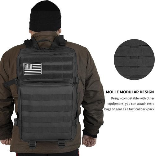Highland Assault 45L Tactical Backpack - Large Army Pack for Outdoor Camping & Hiking | Black