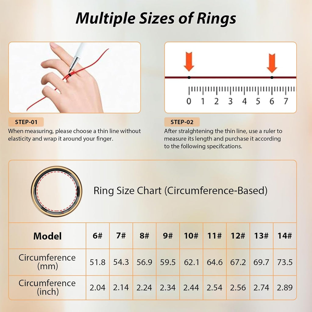 Smart Health - Fitness Ring for Men & Women | Heart Rate, Blood Oxygen & Sleep Tracker - Gold, Size 8