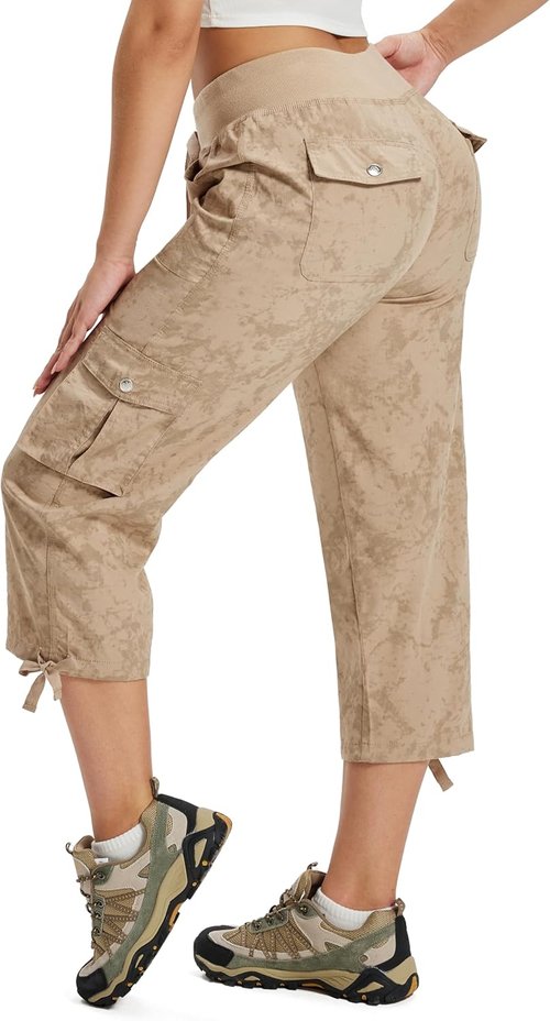 MoFiz Women's Capris - Lightweight Casual Pants with Pockets | Dressy Baggy Cargo for Hiking