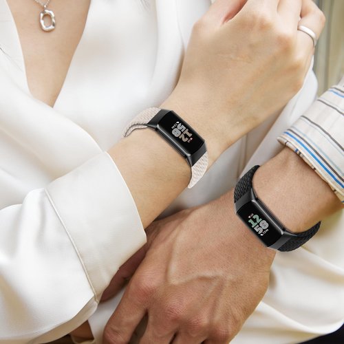 Elastic Braided Bands Compatible with Fitbit Charge 5/Fitbit Charge 6 for Women Men,Adjustable Breathable Replacement Stretchy Nylon Loop Wristband Sport Strap