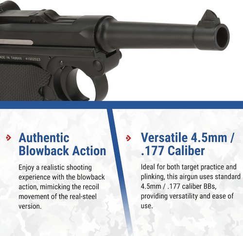 KWC P08 Luger CO2 Powered 4.5mm Air Pistol - High Precision Shooting | Durable Design