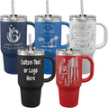Skiennix 32oz Personalized Tumbler - Custom Engraved Travel Cup With Handle, Lid & Straw