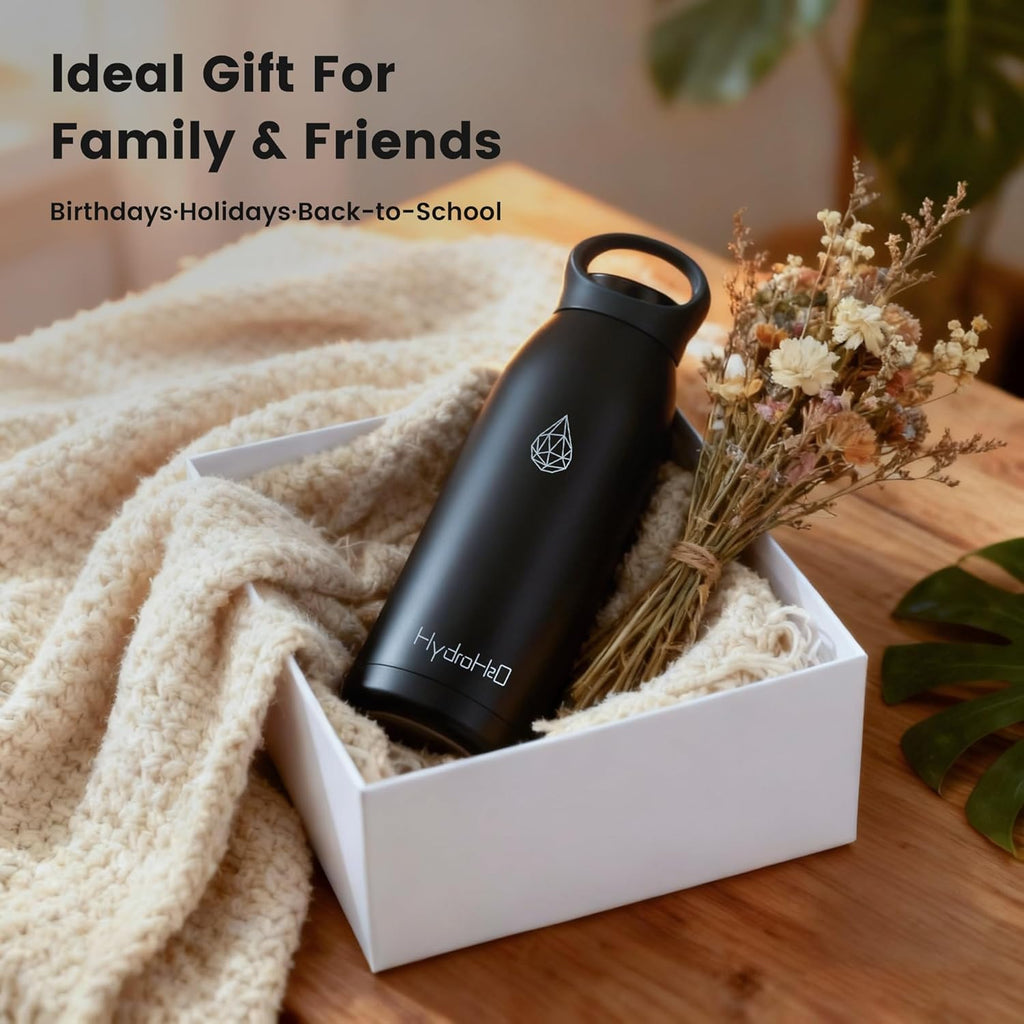 Skiennix Insulated Stainless Steel Water Bottle - 32 oz Double Wall, BPA-Free, Keeps Drinks Cold 24H & Hot 12H, Durable for Sports & Outdoor Activities, Black