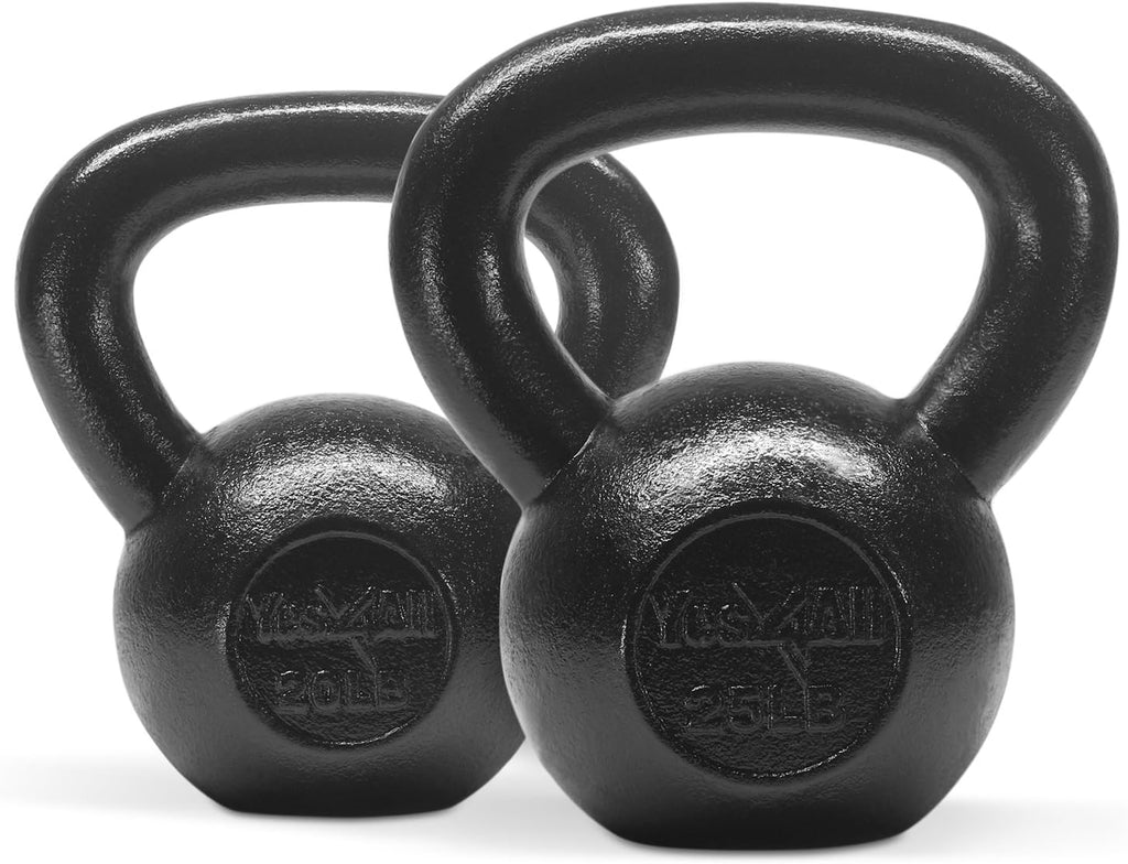 Yes4All Kettlebell Set - Cast Iron Strength Training Weights with Wide Handles | 5-30 LB Options for All Levels